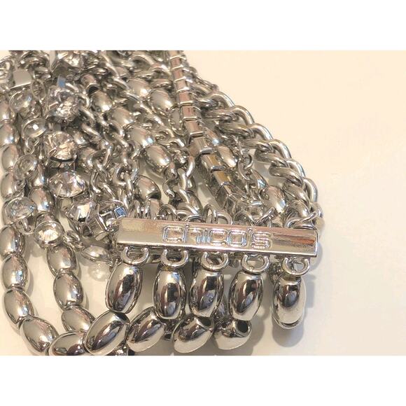 Chico's Bracelet Silver-Tone Rhinestone Multi-Strand Layered Chain - Picture 4 of 4